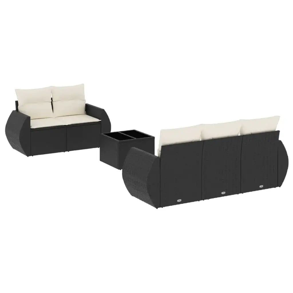 Set Divano da Giardino 6 pz con Cuscini Nero in Polyrattan - homemem39
