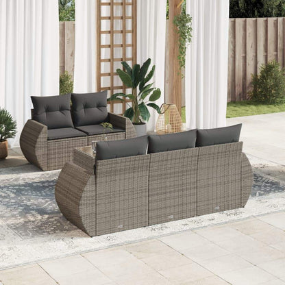 Set Divano da Giardino 6 pz con Cuscini Grigio in Polyrattan - homemem39