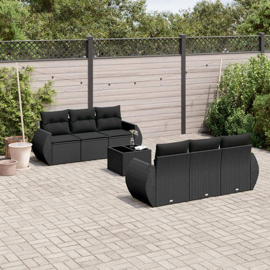 Set Divani da Giardino con Cuscini 7pz Nero Polyrattan - homemem39