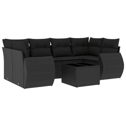 Set Divani da Giardino con Cuscini 7pz Nero Polyrattan - homemem39