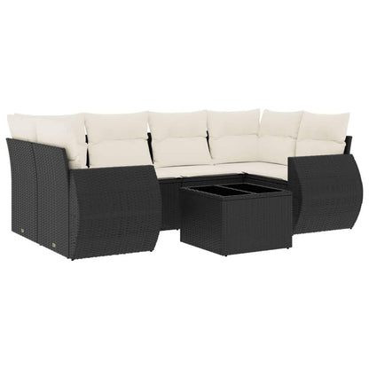 Set Divani da Giardino con Cuscini 7pz Nero Polyrattan - homemem39