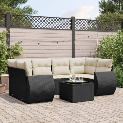 Set Divani da Giardino con Cuscini 7pz Nero Polyrattan - homemem39