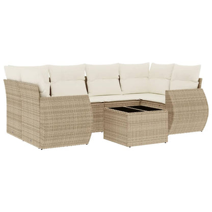 Set Divani da Giardino 7 pz con Cuscini Beige in Polyrattan | homemem39