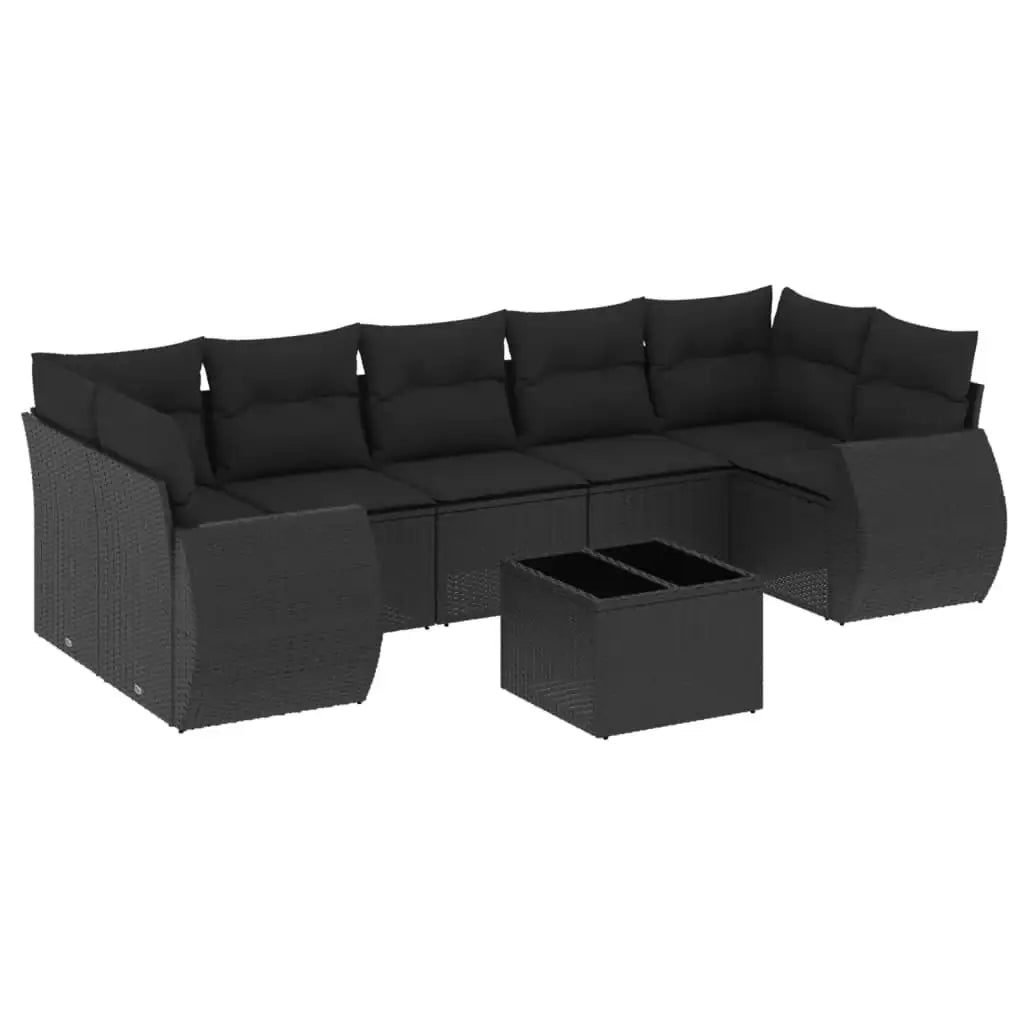 Set Divani da Giardino con Cuscini 8 pz Nero in Polyrattan - homemem39