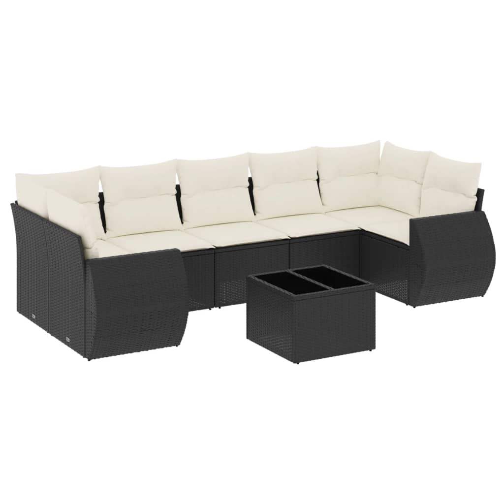 Set Divani da Giardino con Cuscini 8 pz Nero in Polyrattan - homemem39