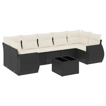 Set Divani da Giardino con Cuscini 8 pz Nero in Polyrattan