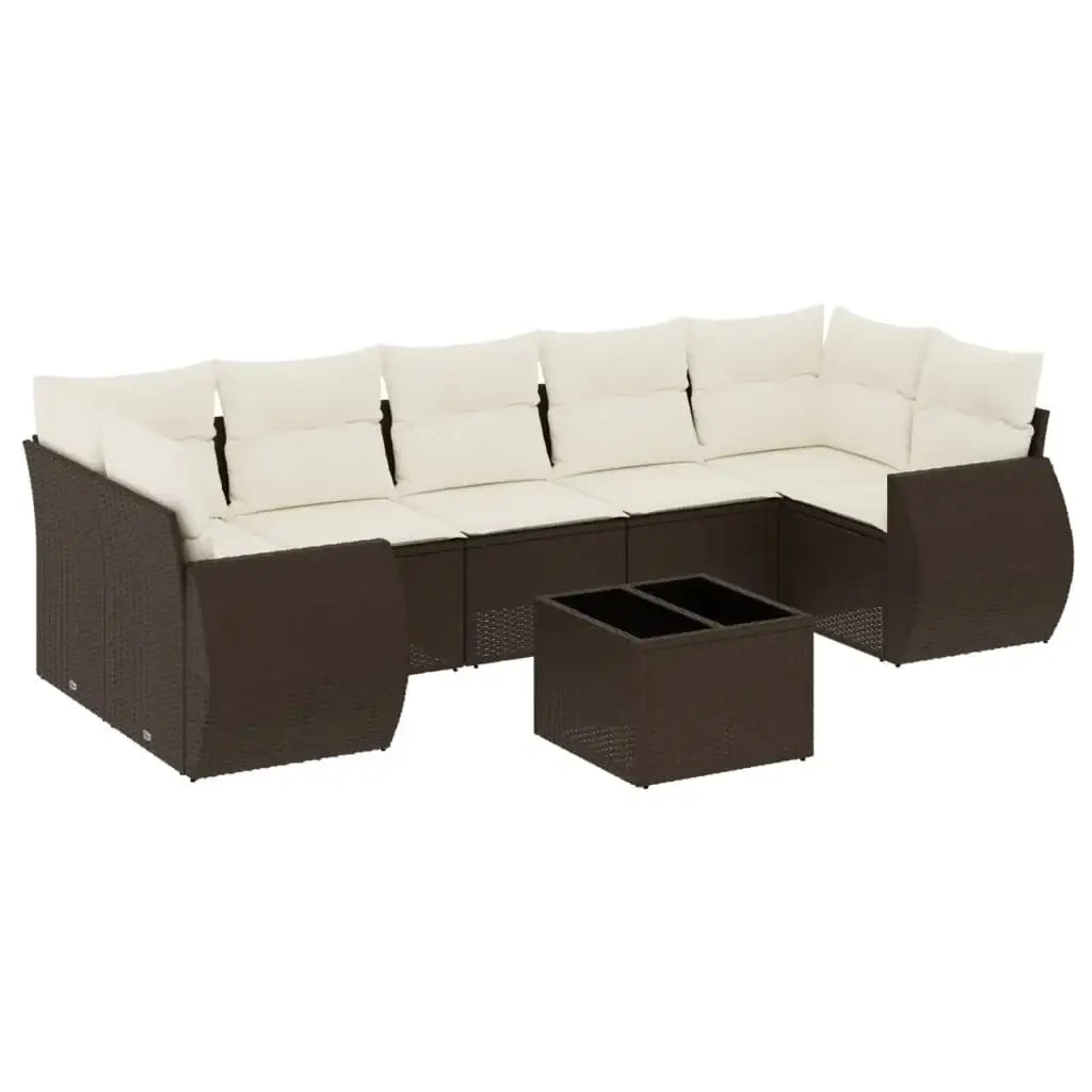 Set Divani da Giardino 8 pz con Cuscini Marrone in Polyrattan - homemem39