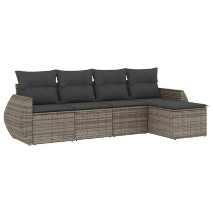 Set Divano da Giardino 5 pz con Cuscini Grigio in Polyrattan - homemem39