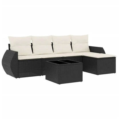Set Divano da Giardino 6 pz con Cuscini Nero in Polyrattan - homemem39