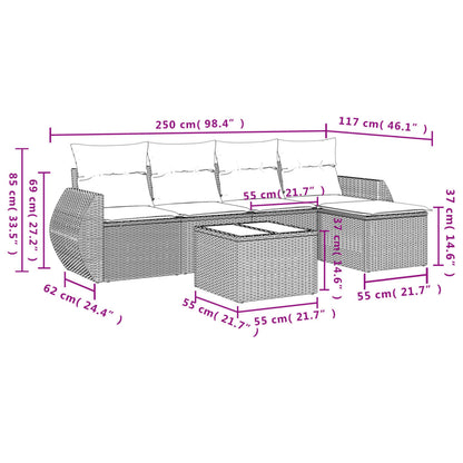 Set Divano da Giardino 6 pz con Cuscini Beige in Polyrattan | homemem39