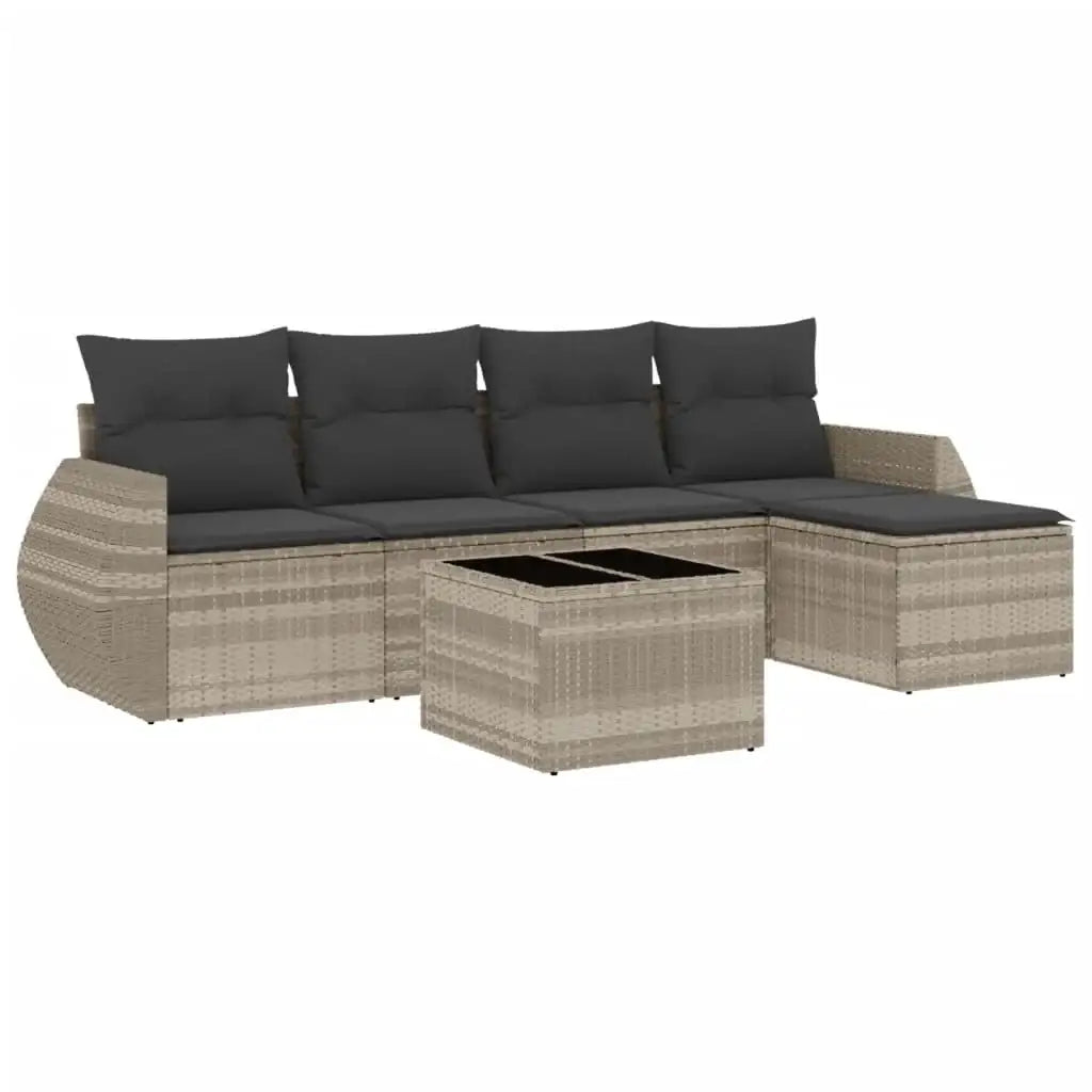Set Divano da Giardino 6pz con Cuscini Grigio Chiaro Polyrattan - homemem39