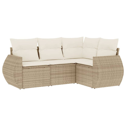 Set Divano da Giardino 4 pz con Cuscini Beige in Polyrattan | homemem39