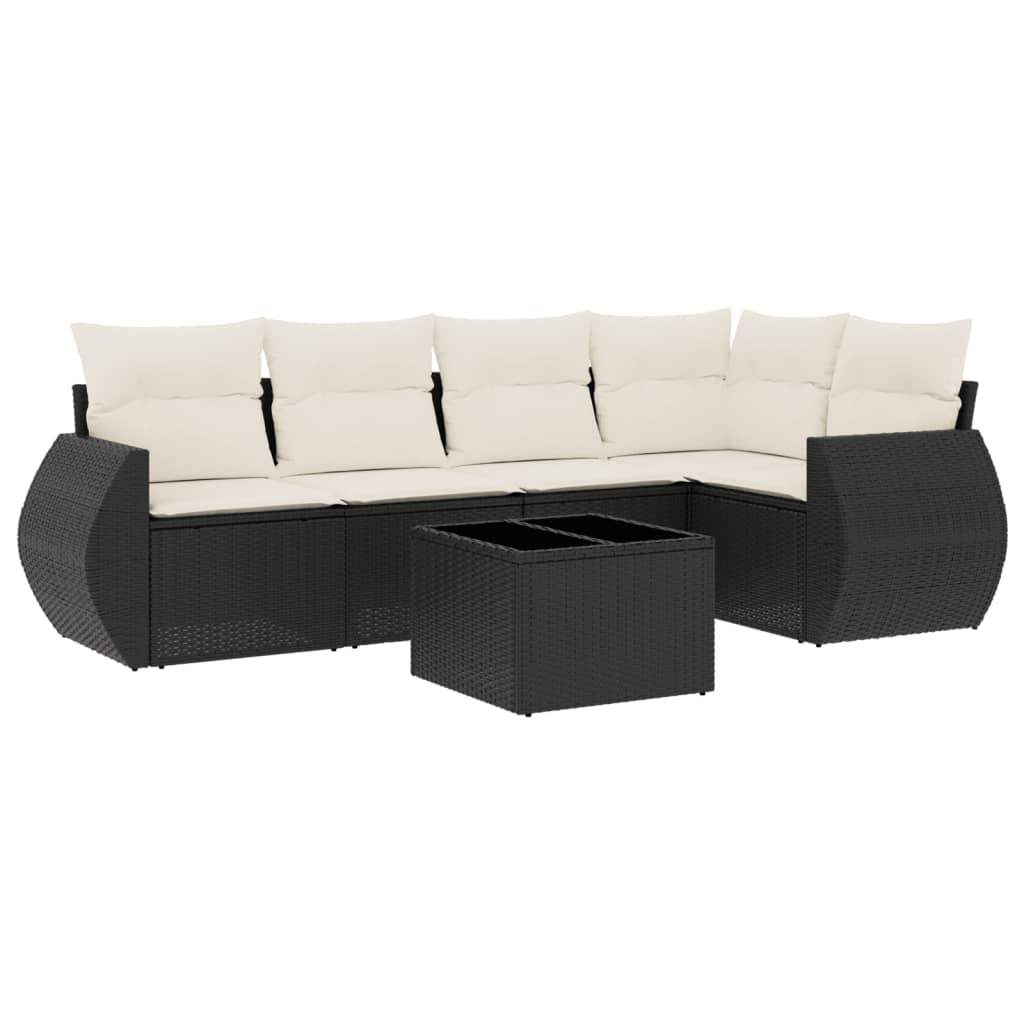 Set Divano da Giardino 6 pz con Cuscini Nero in Polyrattan - homemem39