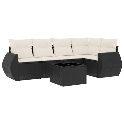 Set Divano da Giardino 6 pz con Cuscini Nero in Polyrattan - homemem39