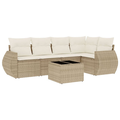 Set Divano da Giardino 6 pz con Cuscini Beige in Polyrattan