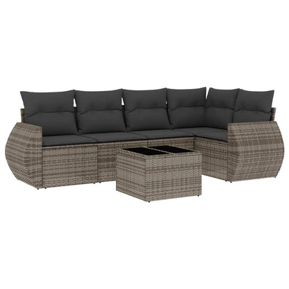 Set Divano da Giardino 6 pz con Cuscini Grigio in Polyrattan - homemem39