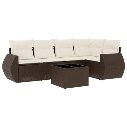 Set Divano da Giardino 6 pz con Cuscini Marrone in Polyrattan - homemem39