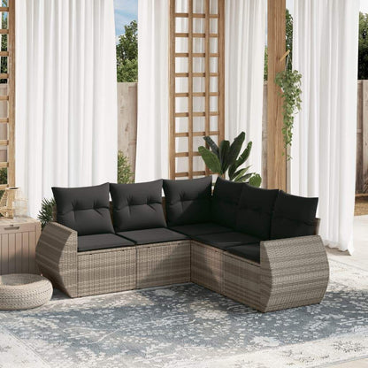 Set Divano da Giardino 5pz con Cuscini Grigio Chiaro Polyrattan - homemem39