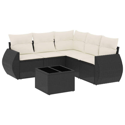 Set Divano da Giardino 6 pz con Cuscini Nero in Polyrattan - homemem39