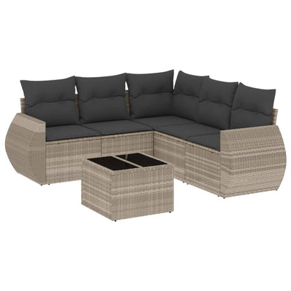 Set Divano da Giardino 6pz con Cuscini Grigio Chiaro Polyrattan