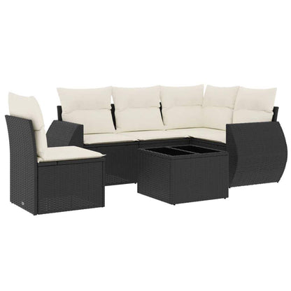 Set Divano da Giardino 6 pz con Cuscini Nero in Polyrattan - homemem39