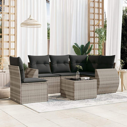 Set Divano da Giardino 6pz con Cuscini Grigio Chiaro Polyrattan - homemem39
