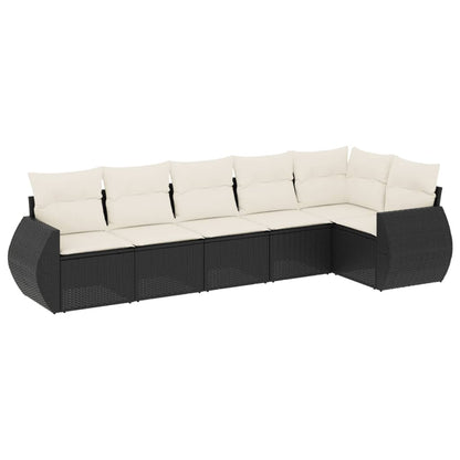 Set Divano da Giardino 6 pz con Cuscini Nero in Polyrattan - homemem39