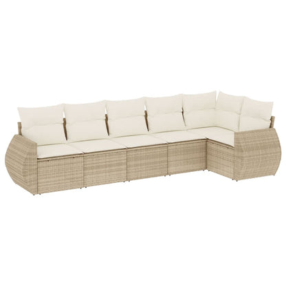 Set Divano da Giardino 6 pz con Cuscini Beige in Polyrattan | homemem39