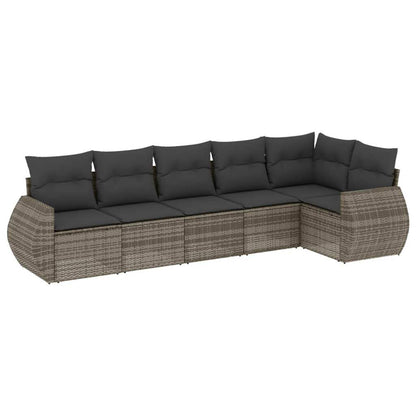 Set Divano da Giardino 6 pz con Cuscini Grigio in Polyrattan - homemem39