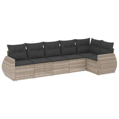 Set Divano da Giardino 6pz con Cuscini Grigio Chiaro Polyrattan - homemem39