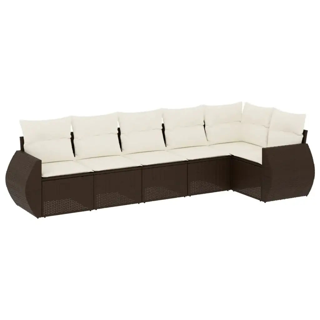 Set Divano da Giardino 6 pz con Cuscini Marrone in Polyrattan - homemem39
