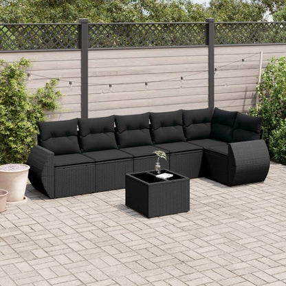 Set Divani da Giardino con Cuscini 7pz Nero Polyrattan - homemem39