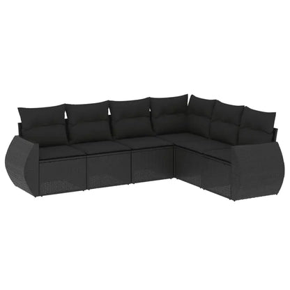 Set Divano da Giardino 6 pz con Cuscini Nero in Polyrattan - homemem39