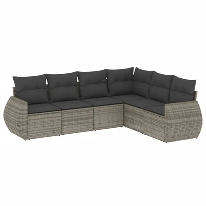 Set Divano da Giardino 6 pz con Cuscini Grigio in Polyrattan - homemem39
