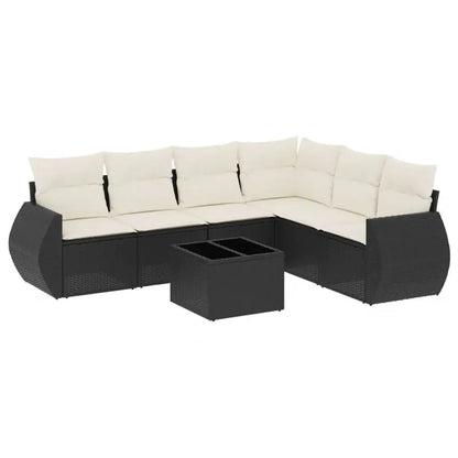 Set Divani da Giardino con Cuscini 7pz Nero Polyrattan - homemem39