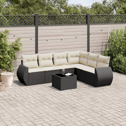Set Divani da Giardino con Cuscini 7pz Nero Polyrattan - homemem39