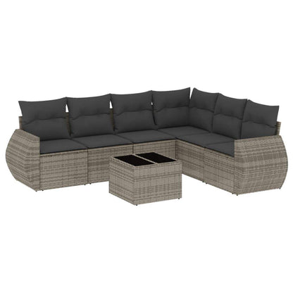 Set Divani da Giardino 7 pz con Cuscini Grigio in Polyrattan - homemem39