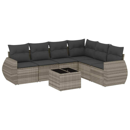 Set Divani da Giardino 7pz con Cuscini Grigio Chiaro Polyrattan - homemem39