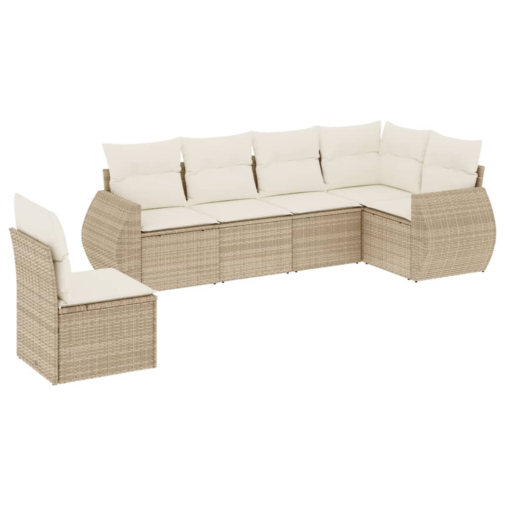 Set Divano da Giardino 6 pz con Cuscini Beige in Polyrattan | homemem39