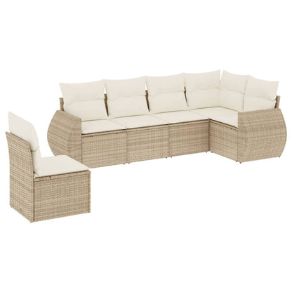Set Divano da Giardino 6 pz con Cuscini Beige in Polyrattan | homemem39