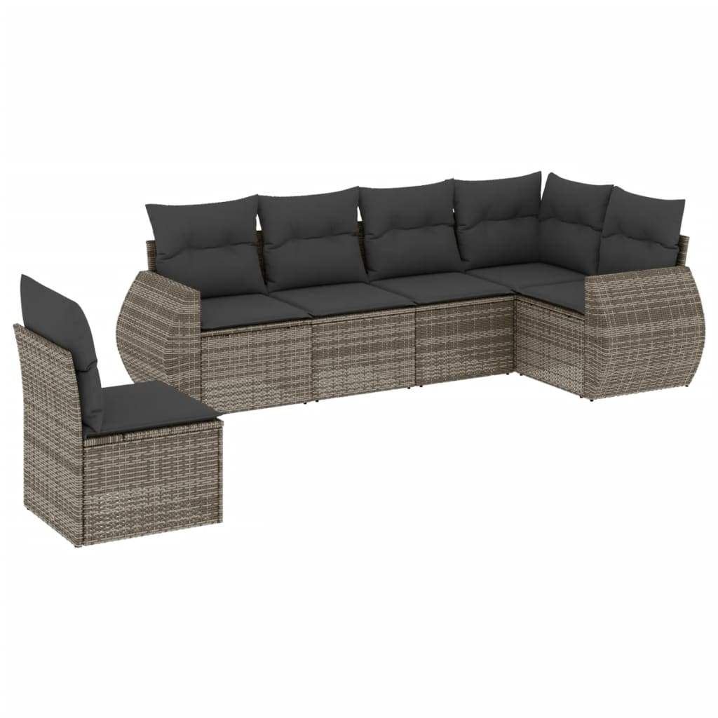 Set Divano da Giardino 6 pz con Cuscini Grigio in Polyrattan - homemem39