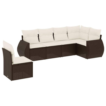 Set Divano da Giardino 6 pz con Cuscini Marrone in Polyrattan - homemem39