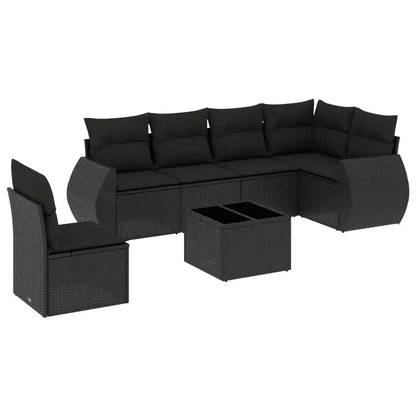 Set Divani da Giardino con Cuscini 7pz Nero Polyrattan - homemem39