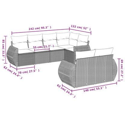 Set Divani da Giardino con Cuscini 7pz Nero Polyrattan | homemem39