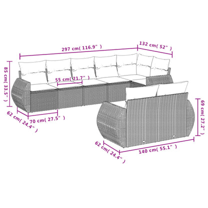 Set Divano da Giardino 8 pz con Cuscini Beige in Polyrattan | homemem39