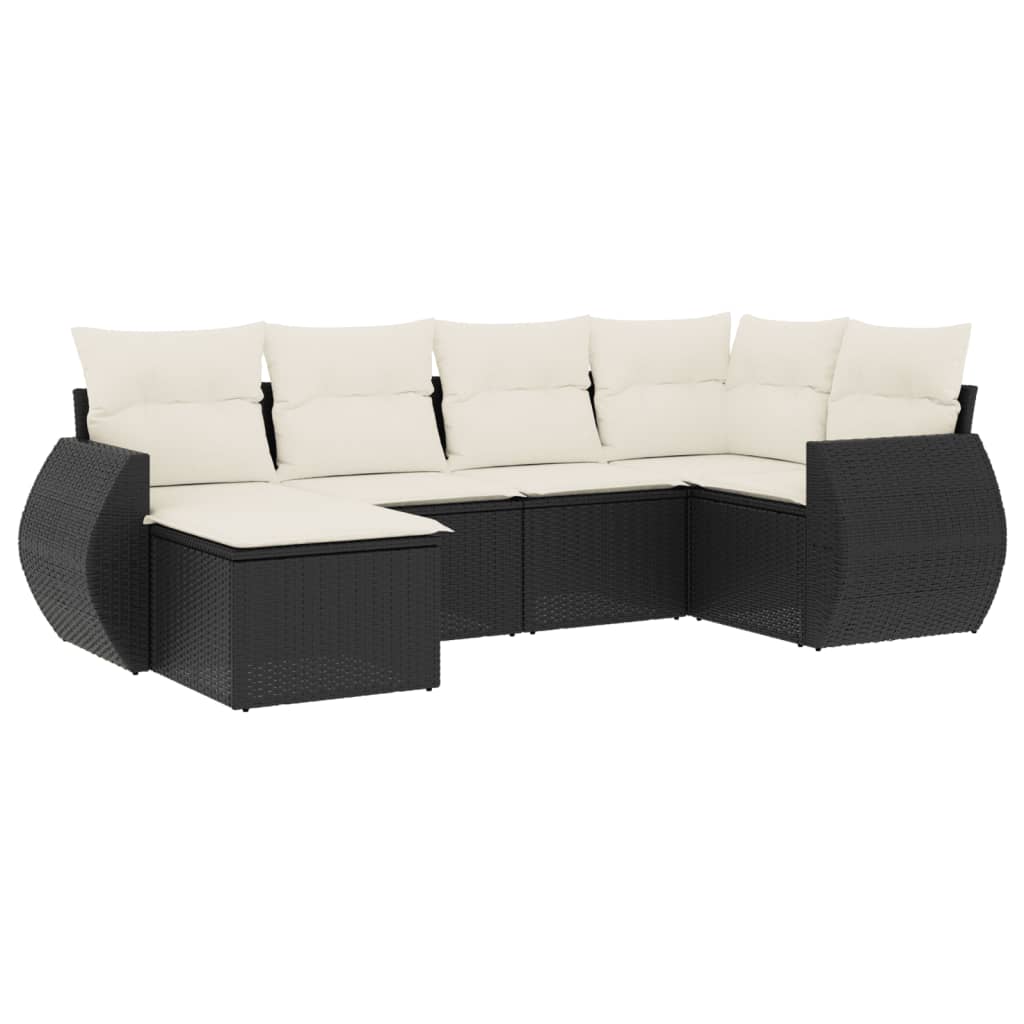 Set Divano da Giardino 6 pz con Cuscini Nero in Polyrattan | homemem39