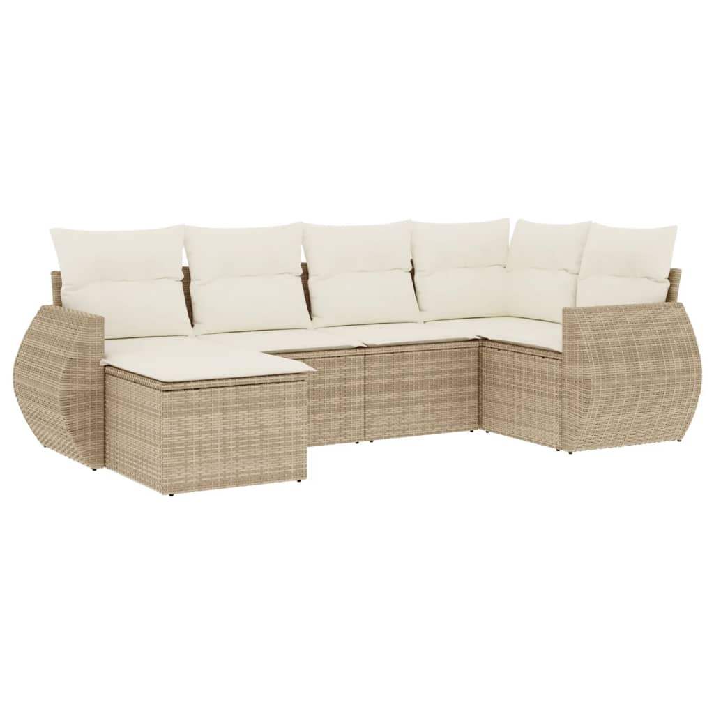 Set Divano da Giardino 6 pz con Cuscini Beige in Polyrattan - homemem39