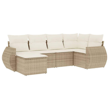 Set Divano da Giardino 6 pz con Cuscini Beige in Polyrattan - homemem39