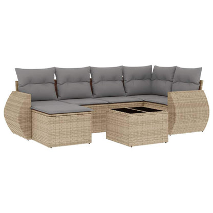 Set Divani da Giardino 7 pz con Cuscini Beige in Polyrattan - homemem39