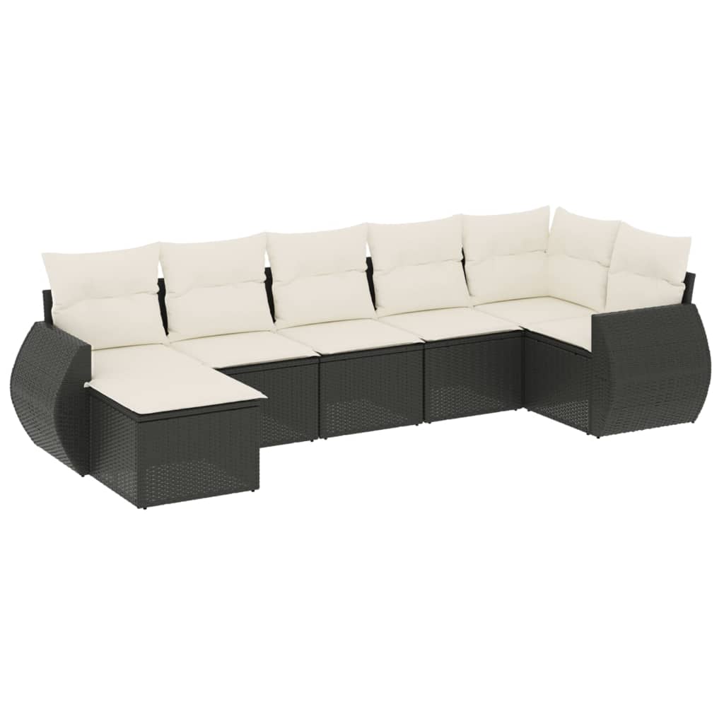 Set Divani da Giardino con Cuscini 7pz Nero Polyrattan - homemem39